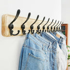 Dseap Coat Rack Wall - Heavy-Duty 38-1/4" Long, with Reinforced 10 Custom Tri-Hooks, Solid Wood Wall Hanger for Coats Hat Jac