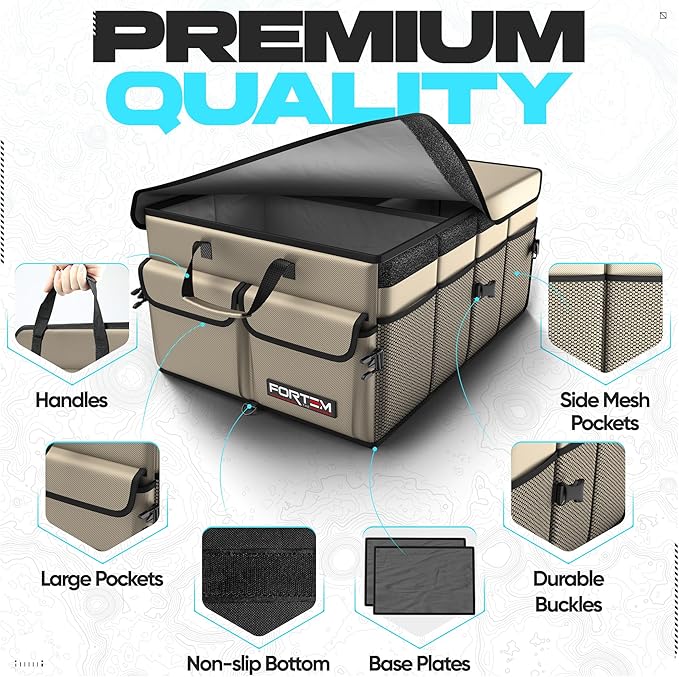 FORTEM Trunk Organizer For SUV Car Trunk Organizer, Foldable Storage, Car Accessories for Women Men, Collapsible Bag, Perfect C