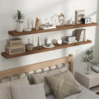 Fun Memories Rustic Wood Floating Shelves for Wall, Space-Saving Wall Mounted Shelves for Bathroom, Bedroom, Living Room and 