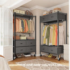 Raybee Clothes Rack Heavy Duty Clothing Rack with Rolling Wheels & 4 Drawers, Clothing Racks for Hanging Clothes with Drawers