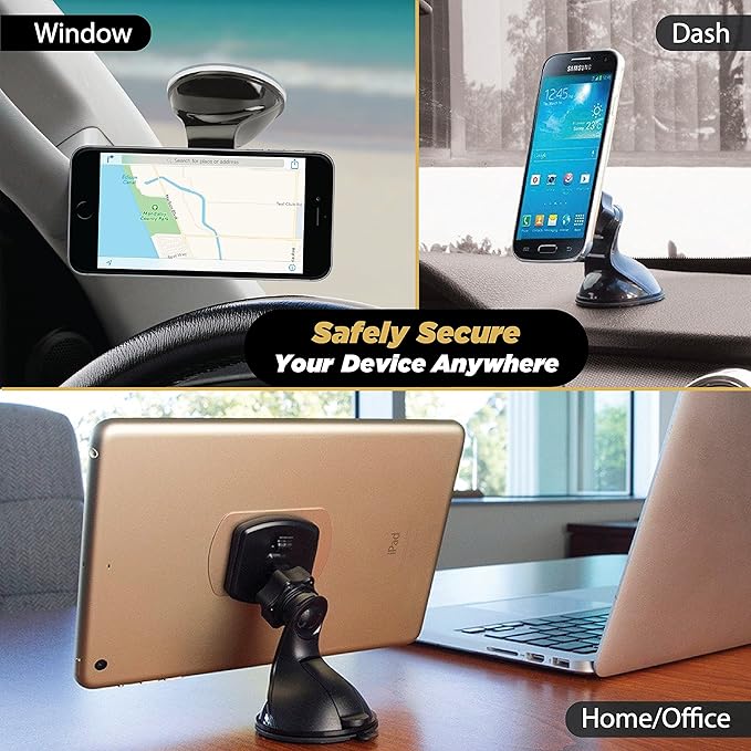 Scosche MAGWSM-SP MagicMount Magnetic Car Phone Holder Windshield or Dashboard Mount - 360 Degree Adjustable Head, Universal with All Devices - Suction Mount