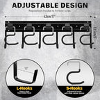 ELEAD 68'' All Metal Adjustable Garden Tool Organizer: Garage Tool Organizer Wall Mount with Black Hooks, Garage Organizers a