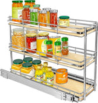 LYNK PROFESSIONAL® Élite™ Pull Out Spice Rack Organizer for Inside Kitchen Cabinets - 6" x 21" - Slide Out Drawer – Wood/Chro