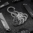 KeyUnity Stainless Steel Carabiner Mini Clips, Key Holder Organizer Keychain for Keys, Flashlight, Folding Knife & Whistles
