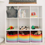 OrganiHaus Set of 3 Rainbow Baskets - Colorful Woven Storage Baskets for Playroom, Nursery & Classroom Decor, Toy Storage, 15