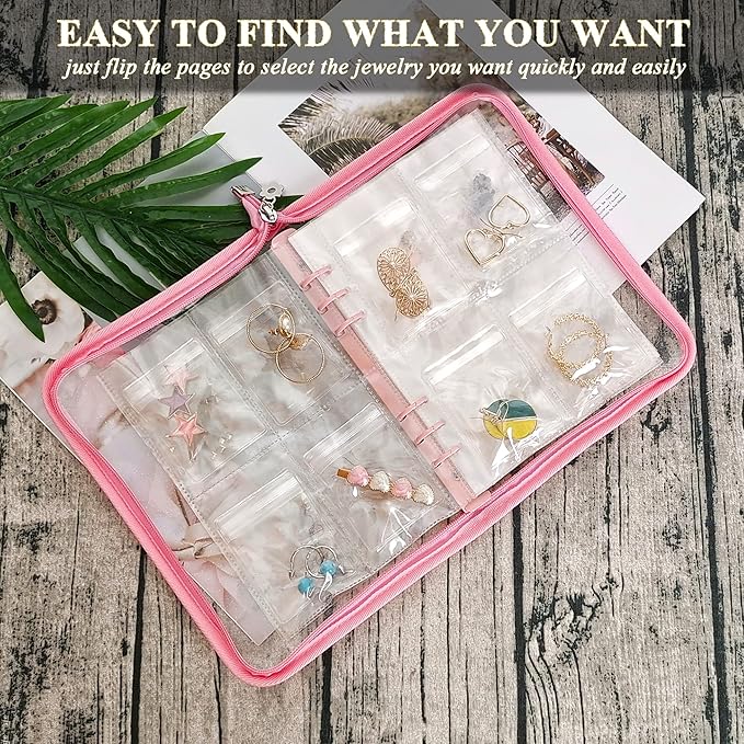 Earring Organizer Case Travel Jewelry Organizer Transparent Jewelry Storage Book for Necklace Bracelet Ring Holder with Small