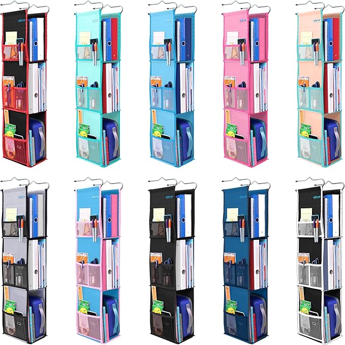 ABRA® 3 Shelf Hanging Locker Organizer for School, Gym, Work, Storage | Deep Shelves 6”x 9”| Eco-Friendly Fabric Healthy for 