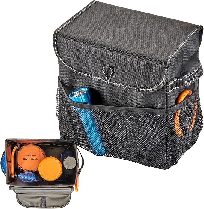 High Road Carganizer Car Storage Organizer with Lid - Multipurpose Small Car Storage Box, Back or Front Seat Organizer, Auto