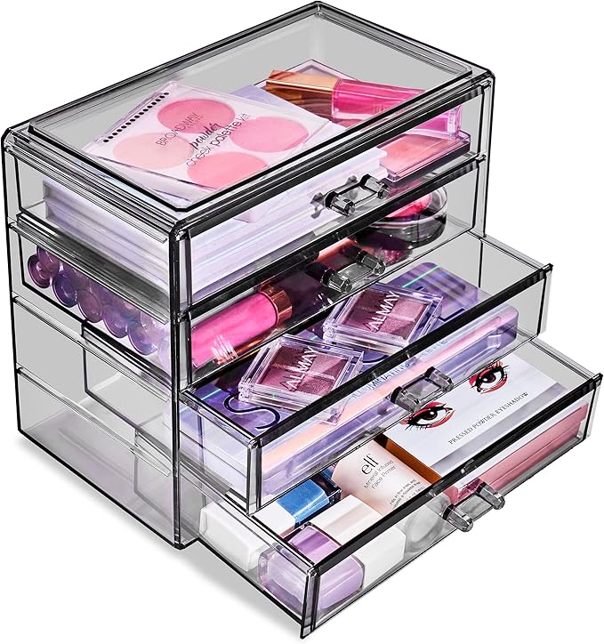 Sorbus Makeup Organizer - 4 Drawer Acrylic Make Up Organizers and Storage for Cosmetics, Jewelry, Beauty Supplies, Clear Make