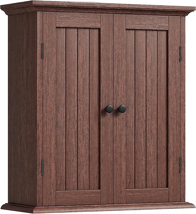 ChooChoo Bathroom Wall Cabinet, Over The Toilet Space Saver Storage Cabinet, Farmhouse Medicine Cabinet with 2 Doors and Adju
