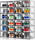 12 Pack Shoe Boxes Shoes Organizer, Shoe Storage Organizer Boxes with Magnetic Door, Clear Shoe Organizers Sneaker Storage Sh