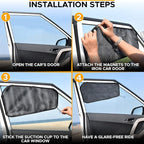 EcoNour Car Driver Front Window Sun Shade | Magnetic Window Curtain Protects from Harmful Sun Rays for Drivers | Side Window Screen Sunshade for Cars Prevents Sun Damage | Black (1-Piece)