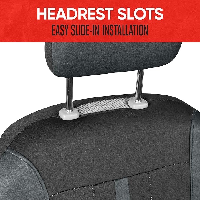 Motor Trend Black & Gray Car Seat Covers Full Set – Front Seat Covers & Rear Bench Seat Cover – Airbag Compatible, 60/40 Spli