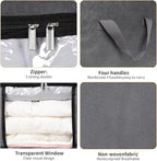 2 Pack Clothes Storage Bags, 90L Large Blanket Storage Bag Comforter Storage Bin with Reinforced Handle and Lid Foldable Clos