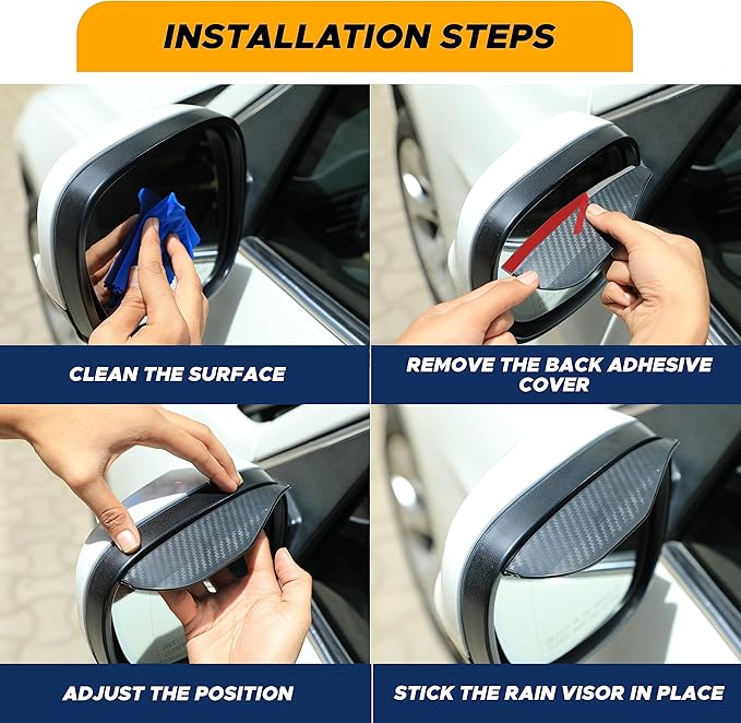 EcoNour Blind Spot Car Mirror (2 Pack) | Wide Angle for 3x Larger View | Universal Car Rear View Mirror with Rain Guard | Side Blind Spot with Adjustable Stick for Cars, SUVs, and Trucks