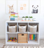 OrganiHaus Cotton Rope Basket for Shelf - Woven Storage Basket for Organizing, Closet & Toy Storage - Brown/Off-White - 15x9x
