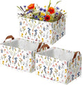 Boao 3 Pcs Watercolor Wildflowers Storage Bin Wildflowers Collapsible Large Storage Baskets for Gifts Canvas Laundry Basket F