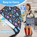 2Pcs Kids Travel Tray for Toddler Carseat, Road Trip Activities Essentials for Toddler, Kids Lap Desk Tray with Tablet Holder Stand ＆ Dry Erase Board (Dinosaur-2Pcs)