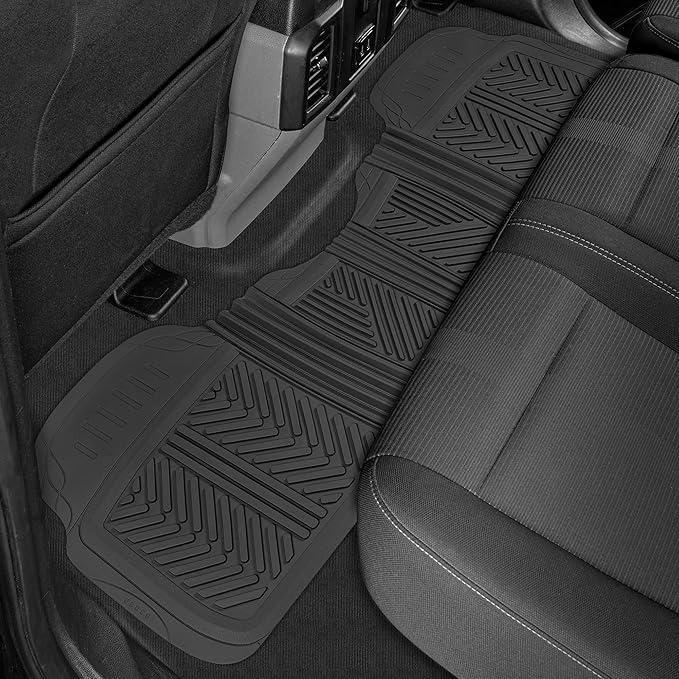 Motor Trend FlexTough™ Baseline Rubber Car Floor Mats with Trunk Mat Cargo Liner, Front & Rear Combo Set fits Most Car SUV Van Coupe Sedan, Heavy Duty All Weather Trim to Fit