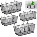 Sieral 4 Pcs Black Pegboard Baskets Metal Wire Shelf Baskets Peg Board Organizer Accessories Wall Mount Organizer Attachments