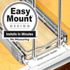 LYNK PROFESSIONAL® Élite™ Pull Out Spice Rack Organizer for Inside Kitchen Cabinets - 6" x 21" - Slide Out Drawer – Wood/Chro