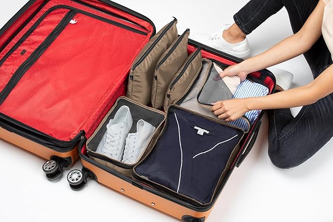 Brookstone Packing Cubes - 6 Piece Compression Packing Cubes for Travel Essentials - Luggage Sets Cube Storage Organizer Bags