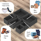 Simple Houseware Foldable Drawer Organizer for Clothes/Underwear/Panty/Onesie Stocking Bin, Set of 12, Dark Gray