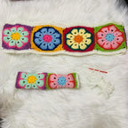 Handmade Crochet Steering Wheel Cover, Galsang Flower Flower. (Steering Wheel Cover + 2 Seat Belt Cover)