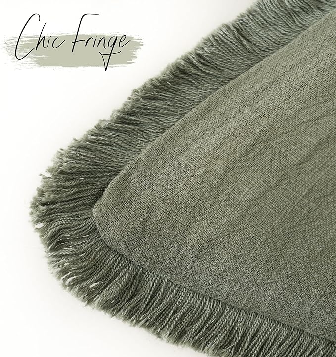 Foindtower Set of 2 Decorative Linen Fringe Throw Pillow Covers Cozy Boho Farmhouse Cushion Cover with Tassels Soft Accent Pi