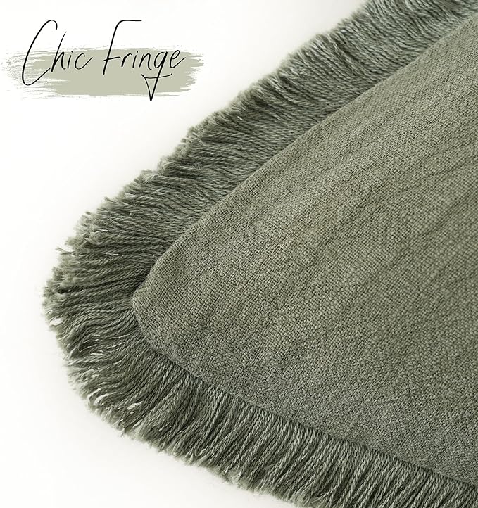 Foindtower Set of 2 Decorative Linen Fringe Throw Pillow Covers Boho Farmhouse Cushion Cover with Tassels Accent Pillowcase f