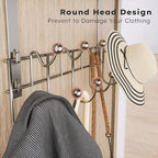 Consumest Over The Door Hooks Organizer - Extra Long Door Hanger with 9 Coat Hooks & 2 Mesh Basket, Back Storage Organizer Ha