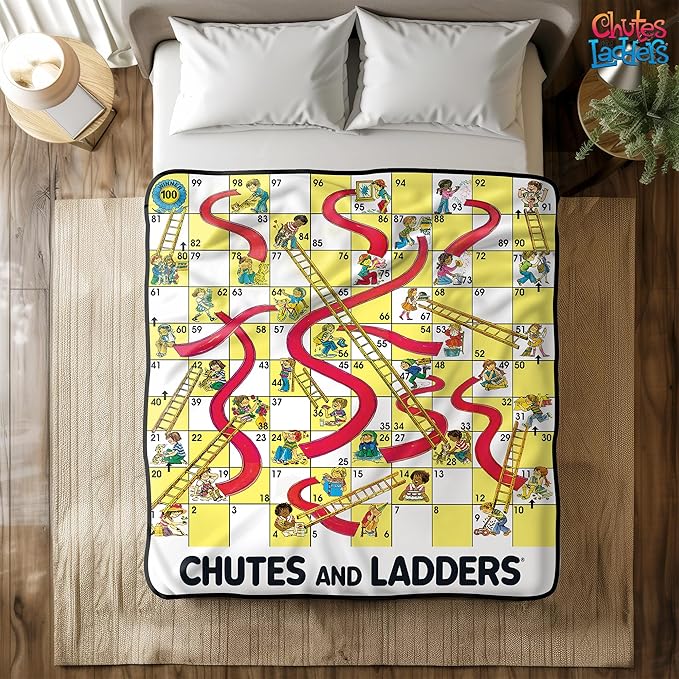Chutes & Ladders Blanket | Chutes & Ladders Game Board | Giant Chutes and Ladders Throw Blanket Board Game | 60" X 60" | Offi