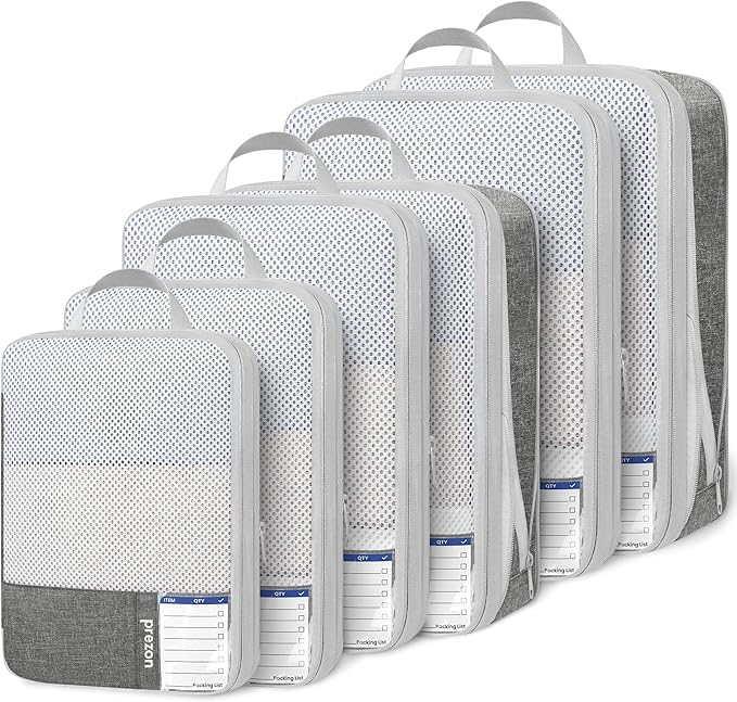 Compression Packing Cubes for Travel, Lightweight Vacation Travel Essentials, Travel Accessories for Suitcase Organizer Bags 