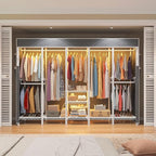 Raybee 90.6" W Extra-Large Clothes Rack with Cover, Freestanding Clothing Racks for Hanging Clothes, Heavy Duty Closet Organi