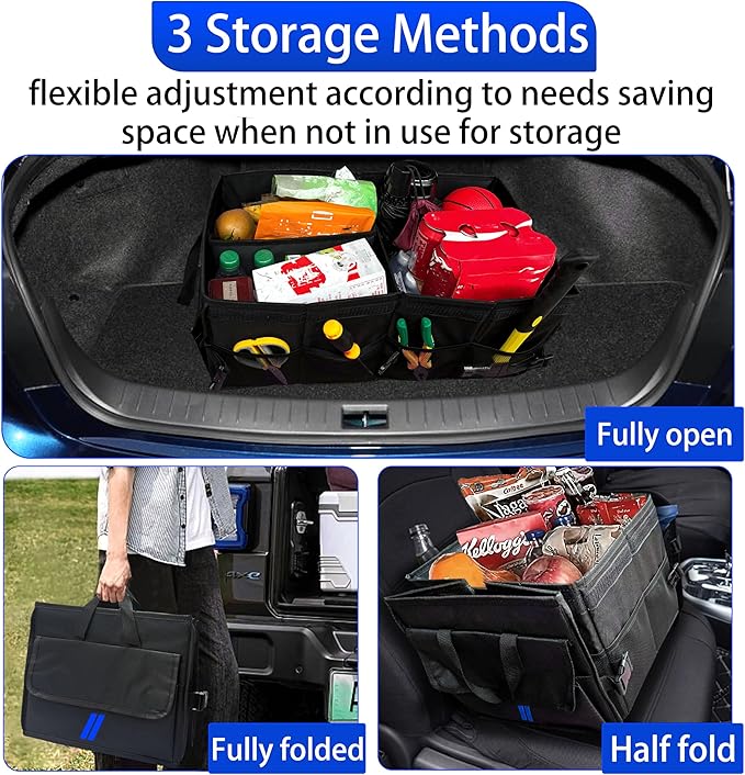 YOSRTER Car Trunk Organizer for Dodge Charger Durango Challenger Ram Collapsible Storage Box with Handle Foldable Lid Non