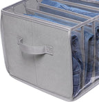 Zilink Upgraded Wardrobe Clothes Organizer with Support Board Clear Pants Organizer Bins for Closet with 7 Grids Divider Swea