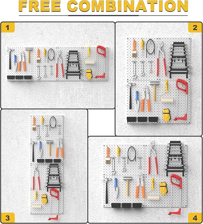 Ultrawall Metal Pegboard Panels, Pegboard Wall Organizer, Peg Boards for Wall, Garage Tool Storage Organization, 12"X16", 4pc