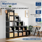 Mavivegue Bookshelf,16 Cube Storage Organizer,Book Shelf Organizer,Tall Bookcase,Black Cube Shelf Cubbies Closet Storage Shel
