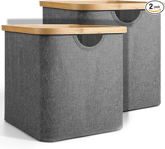 Cube Storage Bin 12 Inch -2 Pack,Collapsible Cube Storage Organizer with Handles,Fabric Storage Bins for Cubes Storages,Squar