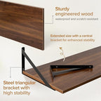 Deep Floating Shelves Wall Mounted, 36"x12" Walnut Wall Shelves with Brackets Set of 2 for Bedroom, Living Room, Bathroom, Ki