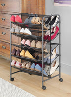Whitmor 5-Tier Double Sided Shoe Cart, Gunmetal