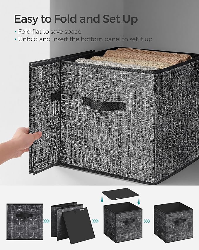 SONGMICS Storage Cubes, 13 x 13 x 13 Inches Non-Woven Fabric Bins with Double Handles, Set of 8, Closet Organizers for Shelve