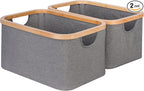 efluky Storage Baskets for Organizing, Fabric Storage Bins with Bamboo Handles, Collapsible Storage Baskets for Shelves and C