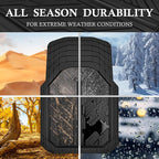 CAR PASS Floor Mats for Cars M-L Size, Heavy Duty Rubber Floor Mats with Trunk Cargo Liner, Universal Trim-to Fit Automotive Floor mats for Truck Van SUV Waterproof All Weather Car Mats Solid Black