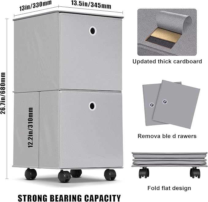 YOHOM Rolling Drawer Organizer Portable Closets Wardrobe Storage Folding Clothes Drawer Organizers for Living Room, Office, K
