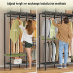 Raybee Clothes Rack for Hanging Clothes,Clothing Rack with Shelves,Portable Closet,Adjustable,76" W x 77" H x 18" D,Max Load 