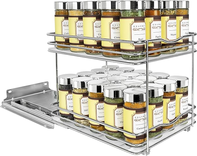 LYNK PROFESSIONAL® Pull Out Spice Organization for Cabinets - 8-3/8 inch Wide – Spice Rack for Inside Cabinets, Slide Out Spi