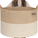 INDRESSME 115L Extra Large Woven Baskets for Storage, Wicker Basket for Living Room Decor Laundry Baskets for Blankets Clothe