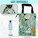Car Garbage Bag Watercolor Floral and Green Leaves Drawstring Car Trash Bag Hanging for Back Seat with Adjustable Buckle Canvas Vehicle Trash Can Easy-to-Install