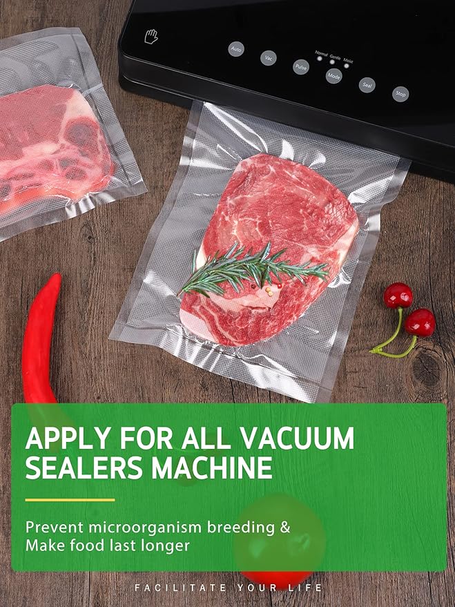 Syntus Vacuum Sealer Bags, 8 Pack 4 Rolls 11" x 20' and 4 Rolls 8" x 20' Commercial Grade BPA Free Bag Rolls, Food Vac Bags f